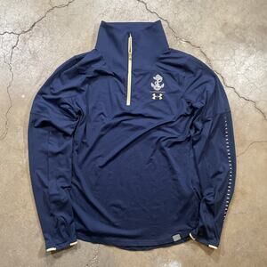 Under Armour Sweatshirt Mens LARGE Navy Quarter Zip Loose Coldgear